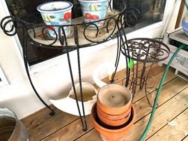 Plant stands, pots.
