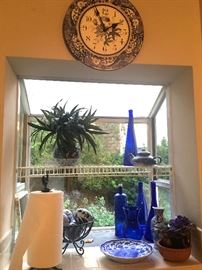 Blue kitchen decor, clock.