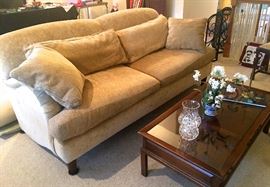 Couch, coffee table.