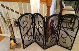 Fireplace tools, screen.
