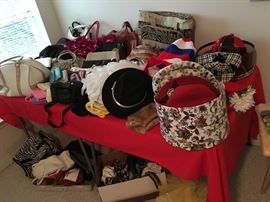 Vintage hats, purses.