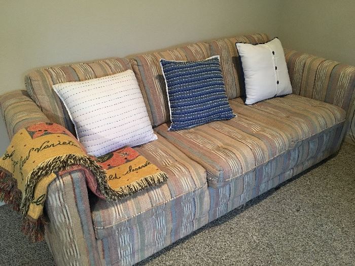Pull-out couch in excellent shape, throw pillows.