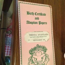 Cabbage Patch Doll and Adoption Papers