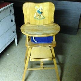 Antique Wooden Baby High Chair
