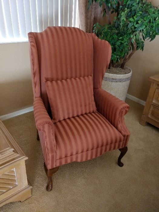 Wing back chair in the master bedroom