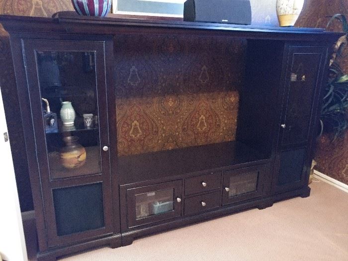 Large entertainment center in the den 