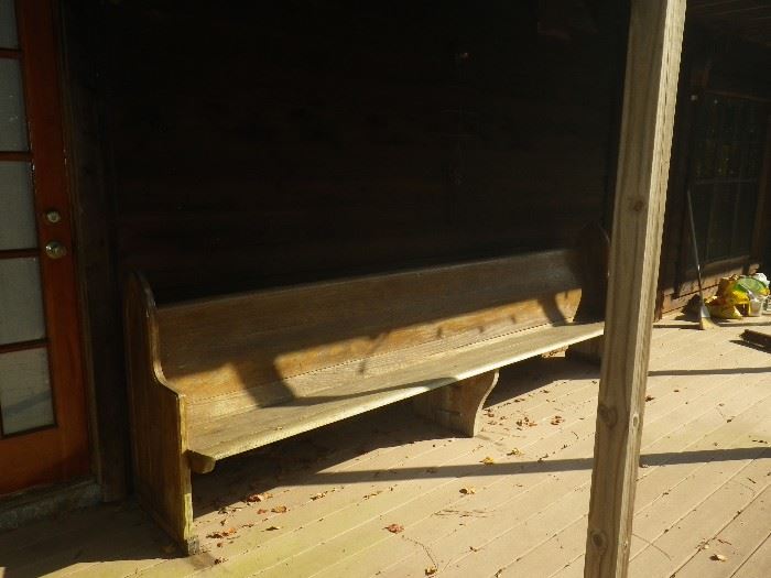 (1 of 2) 12 ft. solid wood church bench