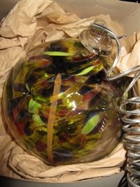 Large hand blown glass ball with hanger