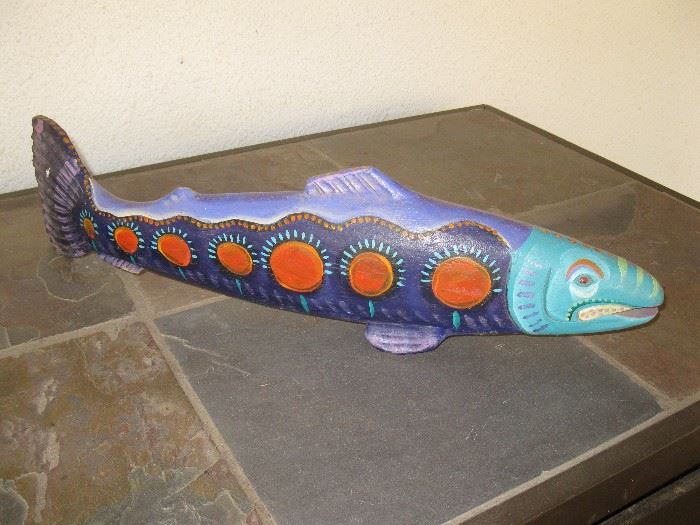 Hand painted wood fish