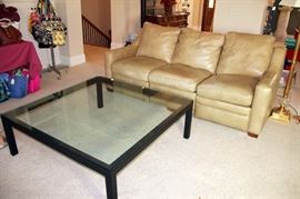 Hancock & Moore Reclining Leather Sofa, Designer Coffee Table