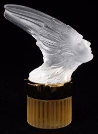 Lot#1238, LALIQUE CRYSTAL FLACON PERFUME, H 7'', "PHENIX"Signed "Lalique France" and numbered A110.