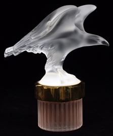Lot#1240, LALIQUE CRYSTAL FLACON PERFUME, H 7 1/4", "AIGLE"Signed "Lalique France" and numbered B750.