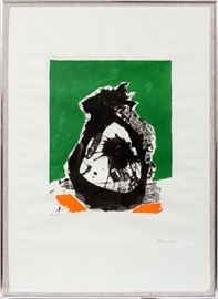 Lot#2082, ROBERT MOTHERWELL (AMERICAN, 1915-1991), SCREENPRINT IN COLORS, 1971-1972, IMAGE: H 22", W 17", "THE BASQUE SUITE, PLATE #2 "Image:  22 1/4" x 17"; plate:  28" x 22"; paper:  40 1/2" x 28"; #111/150; pencil initialed as well as signed in the screen; floated in the frame.  Provenance:  Irving Feldman Gallery, Southfield, MI.