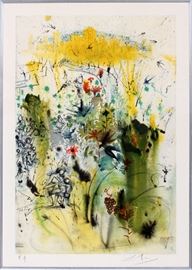Lot#2080, SALVADOR DALI (SPANISH, 1904-1989), COLOR LITHOGRAPH, 1968, PAPER: H 26", W 20" PLATE 23 FROM THE "ALIYAH" SUITE."The Land Come to Life___"; pencil signed; E.A.; framed.