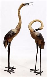 Lot#2185, CHINESE BRONZE CRANES, PAIR, H 37"-47"A two-tone finish, standing cranes. From the Estate of Daniel Clancy, Voltaire Place, Grosse Pointe Farms.