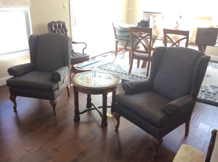 Wing Chairs & Round End Tables