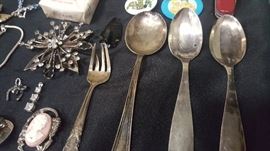Sterling spoons and fork