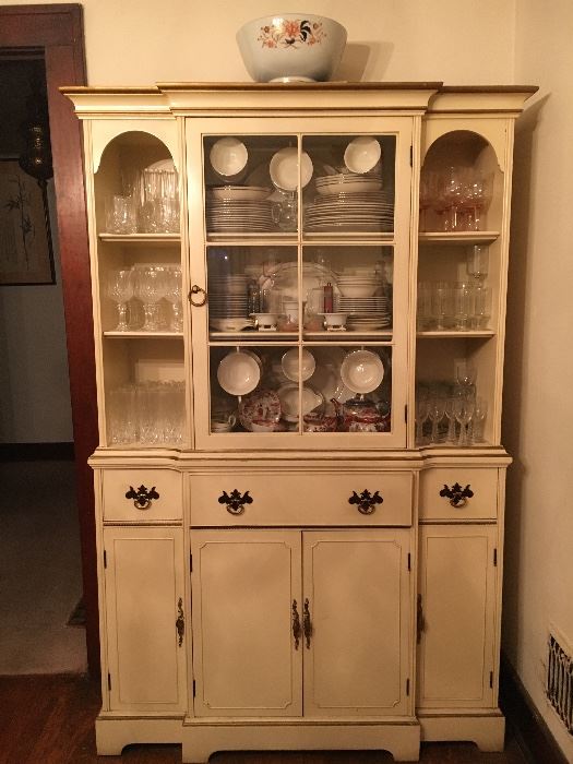 Vintage white china cabinet.