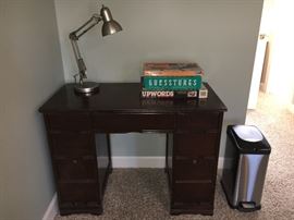 Small solid mahogany knee-hole desk.