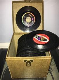 Vintage vinyl--approximately 100 LPs and 100 45s.