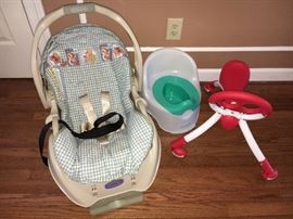 Like-new baby items--Graco infant seat, potty chair, tricycle and more.