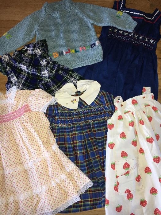 Assorted vintage (1970s) girls clothing.