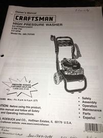 Craftsman pressure washer, 6 HP, 2,300 PSI.