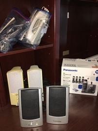 Assorted phone systems, speakers.