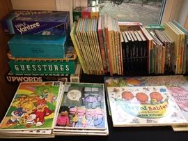 Games, vintage children's books and puzzles.