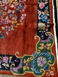Nichols Area Rug, Wool, 9'x12', Asian motif, Floral-Toss Center Medallion with intricately executed border in both detail and color selection, circa 1920