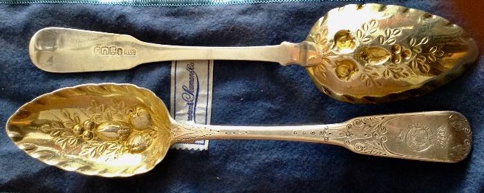 Pair of Berry Serving Spoons, 20th Century, Scottish Maker