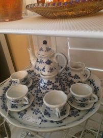 Child's blue & white tea set