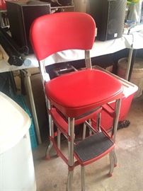 Red vintage fold-out kitchen stool