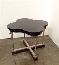 HOLLYWOOD REGENCY Beautiful BLACK LACQUER & CHROME Side table COFFEE TABLE