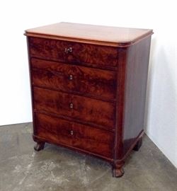 Antique Mahogany four Drawer Chest with Lock & Keys. Original