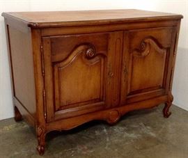 French Provincial Reproduction (high-quality) Alder Wood Buffet. Missing Marble top and interior shelf