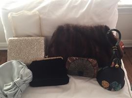Vintage Purses and a pill box hat