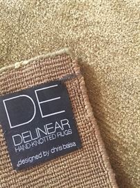 DELINEAR Hand-Knotted Green Silk Designer Area Rug 9'8" x 8'