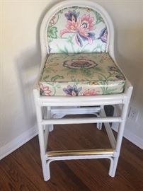 3 Beautiful Vintage 1070's Barstools. Custom Made Floral Plastic Cushion