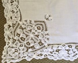 Battenburg lace tablecloth in near perfect condition One small break in thines 8'8"x5'8"
