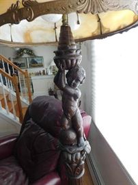 Mahogany carved standing lamp