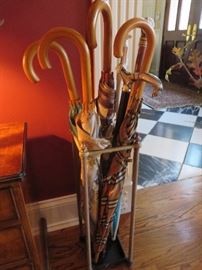 SQUARE BRASS FINISH UMBRELLA STAND
