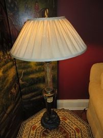 CRYSTAL PILLAR LAMP ON DECORATIVE BASE
ACCENTED WITH RAM'S HEAD
