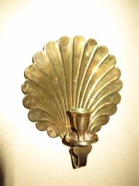 BRASS SHELL CANDLESTICK WALL HANGING