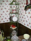 Iron and glass round display rack. So vintage and useful in any corner
