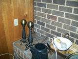 Fireplace accessories, cast iron andirons, brass andirons,fireplace screen and more