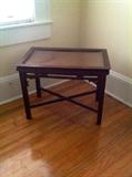 Great old side table with display glass top