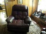 1 of 2 matching Ultra Plush Leather Lane Recliners in excellent condition