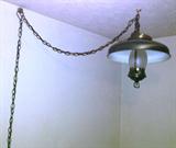 Retro hanging lamp with a brass finish