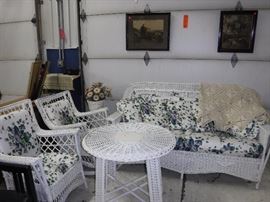 Wicker furniture, Hayward Wakefiel chair, Hand crochet bedspread